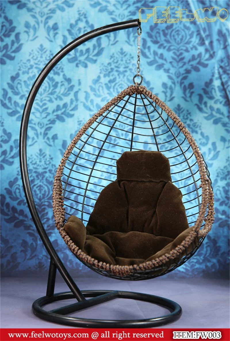 Not Real 1/6 FW003 Metal Hanging Chair Rocking Hanging Basket Swing Chair Toys Model About 30CM High For Doll Scene Component