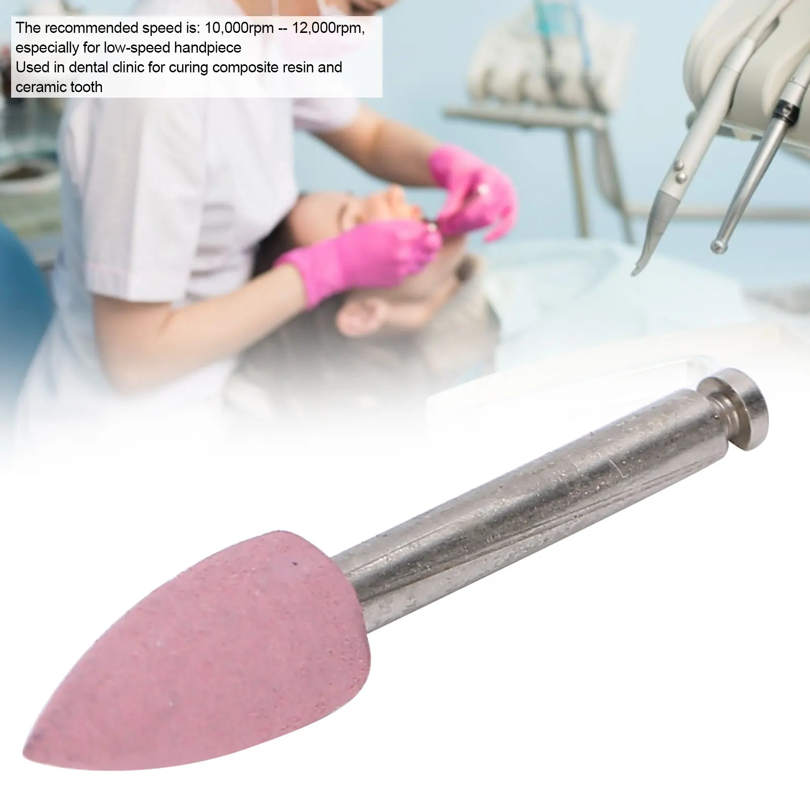 10pc Dental Polishing Burs Low Speed Curing Composite Resin Polishing Dental Grinding Silicone Polisher Burs Drill Bits Set Pink