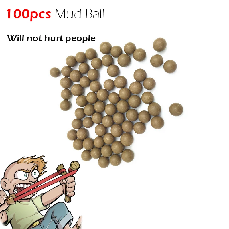 

100Pcs/bag Mud Ball Powerful Outdoor Self defense Pocket Shot Slingshot Round Ball Game Toy Shooting Cup Device Hunting