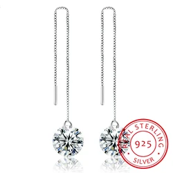 Pendientes largos con borlas de Cristal Swarovski para mujer, joyería fina Vintage, plata 925, fiesta