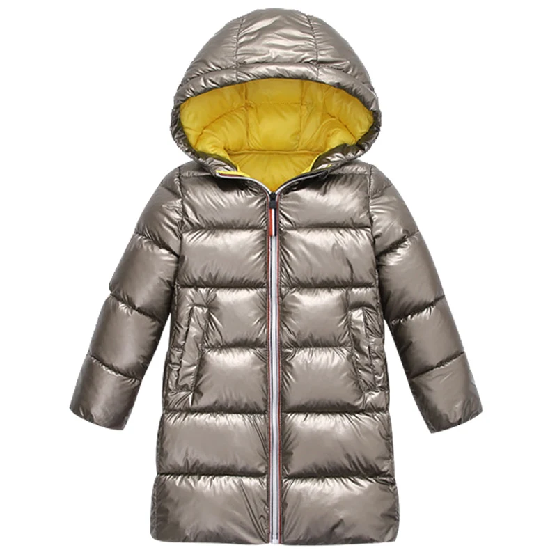 Fashion bright 2020 winter new children's clothing space Sibling outfit down jacket boys and girls baby children thick long coat