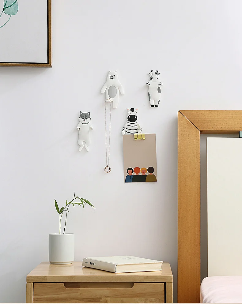 1pcs Cute Animal Hook Key Wall Crochet Holder Removable Kitchen Hooks Home Decoration Sticker Hook Wall Hanger