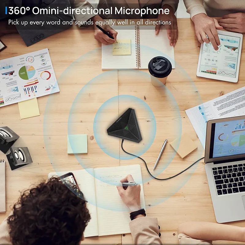 USB-микрофон для конференц-связи, настольный компьютерный микрофон CM001, беззвучная кнопка с индикатором светодиодный, многонаправленная конденсаторная микро-граница