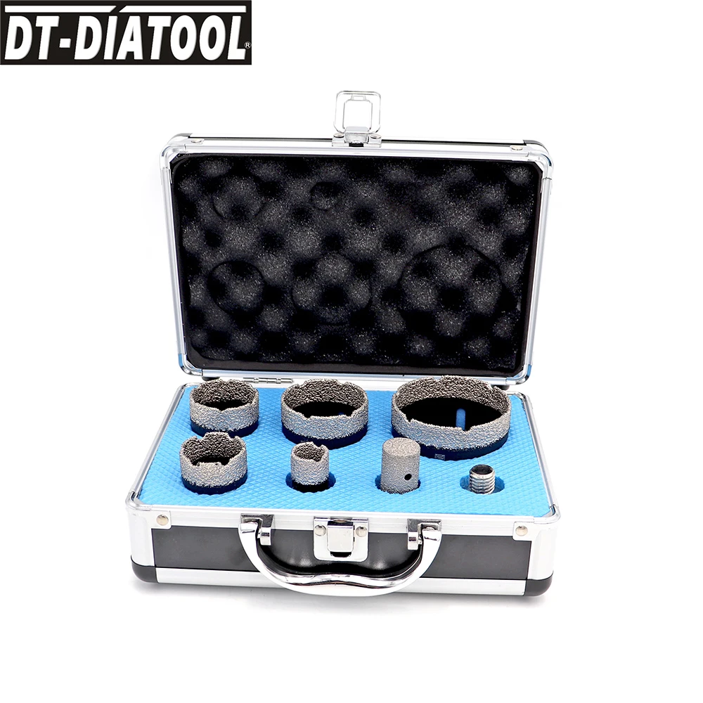 

DT-DIATOOL 1set boxed Vacuum Brazed Diamond Drill Core Bits Sets for Porcelain Tile M14 connection Hole Saw and 1pc finger bits