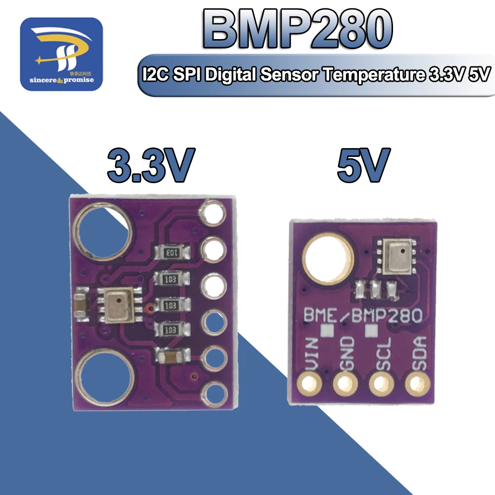 Sensor de altitud de presión barométrica Digital I2C SPI BMP280, 3,3 V, CC, alta precisión, 1,8-5V, módulo de temperatura para Arduino