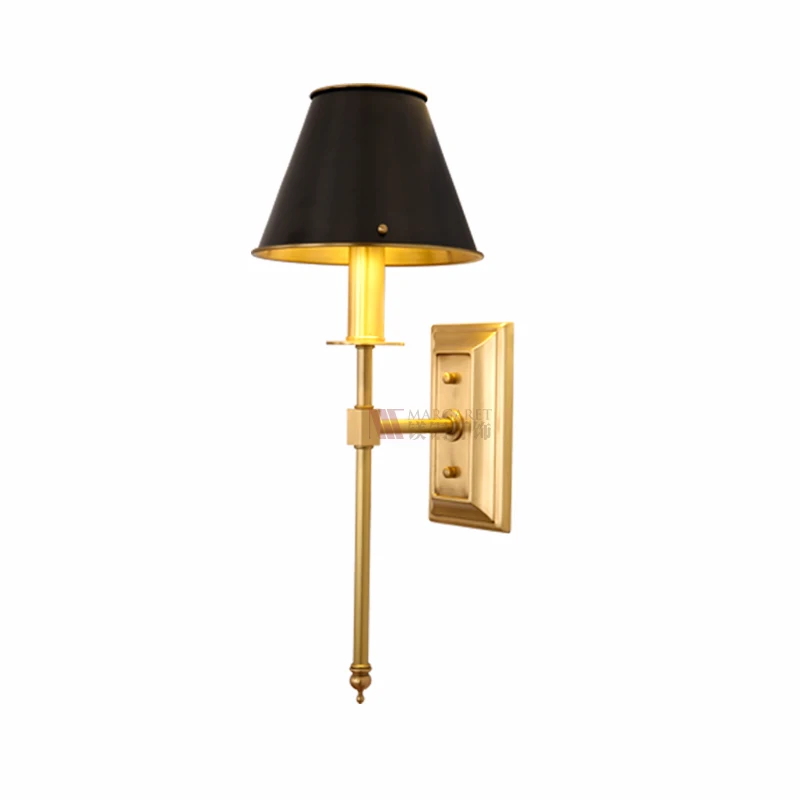 luxury high-grade bedroom bedside lamp  black copper cover modern all copper wall lamp