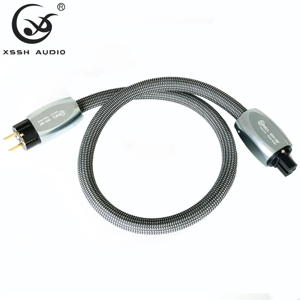 Hi-End Hifi Amplifier OFC Pure Copper Plated Gold Aluminium AC US EU Schuko IEC plug CRYO-196℃ Power Cable Cord Wire