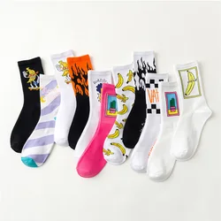 Creative High Quality Harajuku Fashion Men Street Hip Hop Cotton Unisex Happy Socks Funny Skateboard Flame Socks