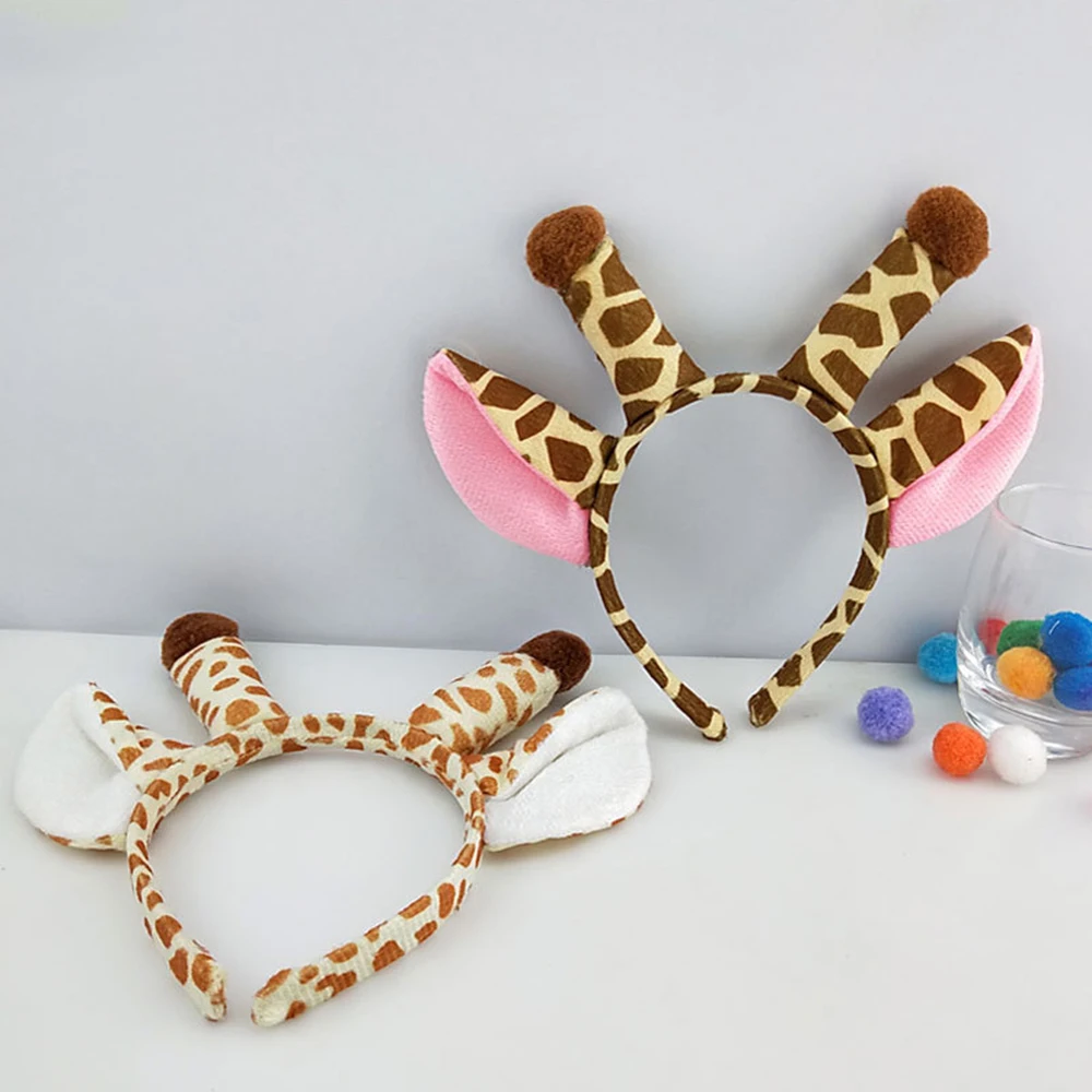 Cartoon Lovely Fluffy Plush Giraffe Ears Headband Female Cosplay Props Hair Hoop for Christmas Hair Band Women Hair Accessories