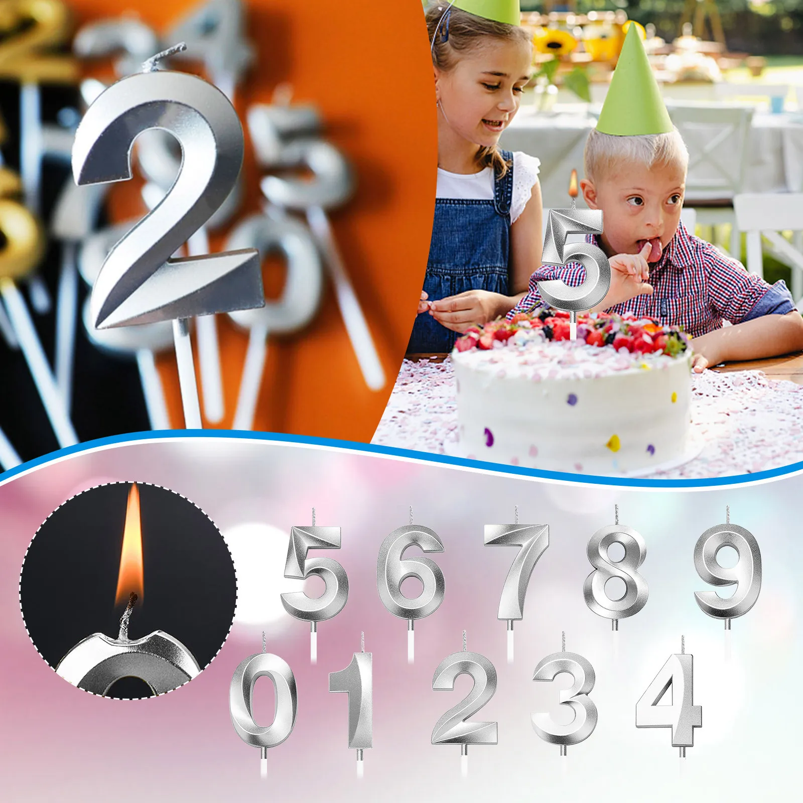 Wedding Birthday Number Cake Candles 0 1 2 3 4 5 6 7 8 9 Cake Topper Kids Girls Boys Baby Party Supplies Decoration Birthday