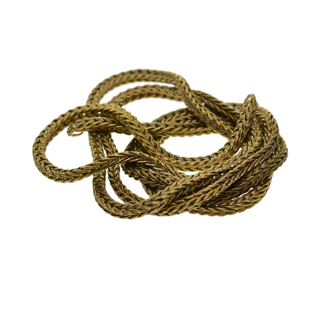 Blank  viking Punk biker Fine solid brass 4mm thick square foxtail weave snake chain for DIY necklace choker gift  EDC lanyard