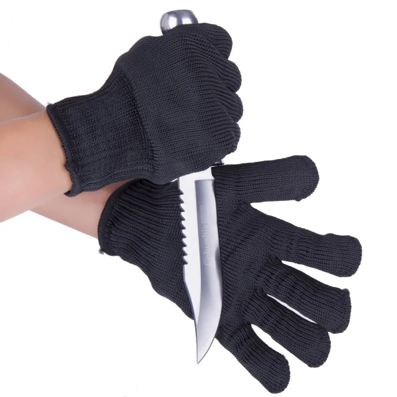 安全作業用手袋,黒,耐切断性,ステンレス鋼線,肉屋用,1ペア