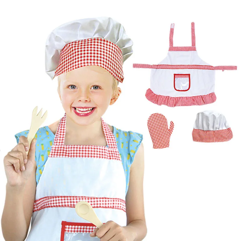 Halloween Carnival Kids Cosplay Costumes Chef Cook Work Uniforms Party Game Children Gift Girls Boys Dessert Baking Apron Gloves