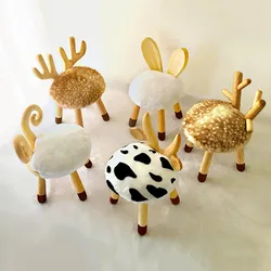 Children's Sofa Deer Shoe Stools Animal Backrest Cartoon Creative Baby Small Low Dining Chairs растущий стул Sillas Nordic Wood