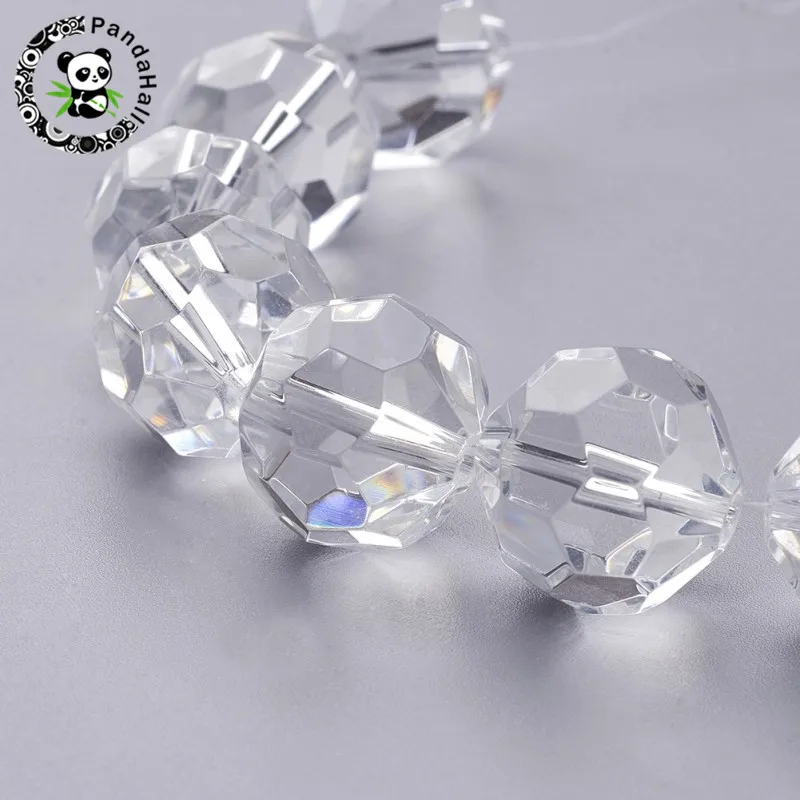 1 Strand 6/8/10/12/18/20mm Clear Faceted Glass Round Beads for Handmade Jewelry Making DIY Bracelet Necklace Accessories