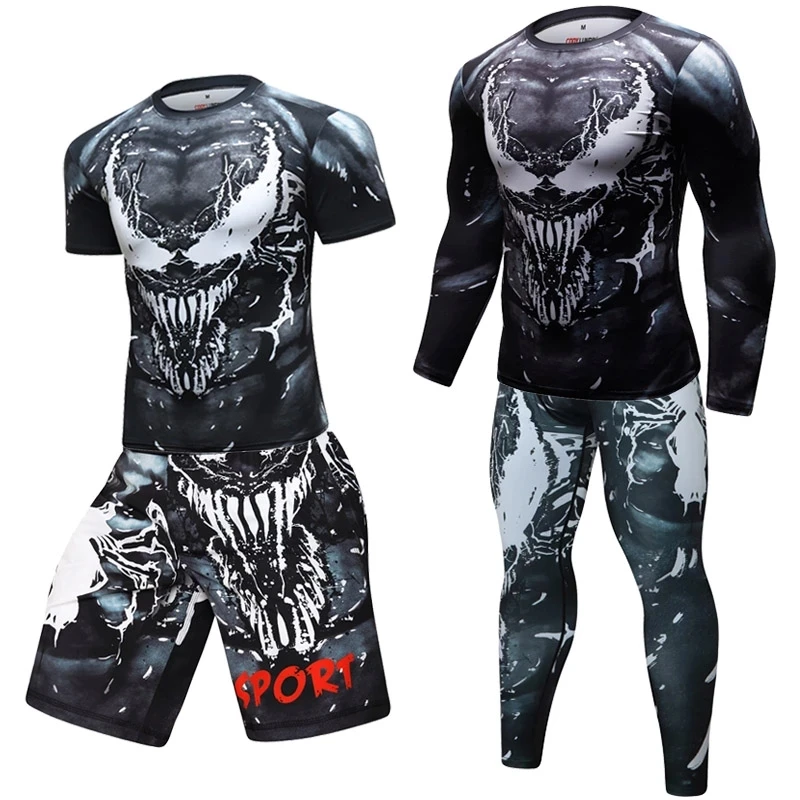 Rashguard men\'s Kimono Jiu Jitsu Mma T-shirt+Pants Sets Muay thai Shorts Bjj Rashguard for Men Gym Boxing Jerseys Clothing Boxeo