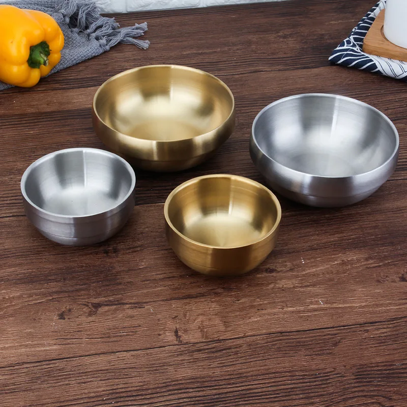 

5PCS 304 stainless steel dinner bowls, home cooking soup bowls, dessert bowls, golden pumpkin bowls and children's bowls