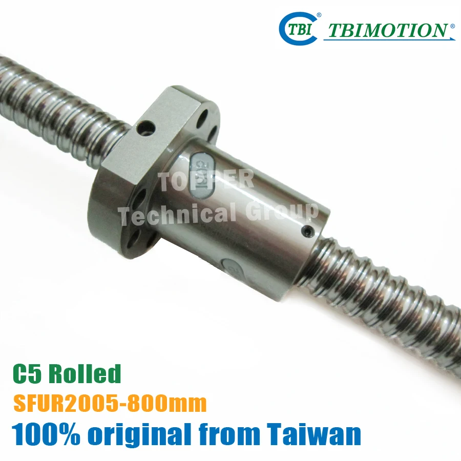 TBI Ball Screws 800mm SFU 2005 C5 Rolled ballscrew 5mm lead with ball nut SFU2005