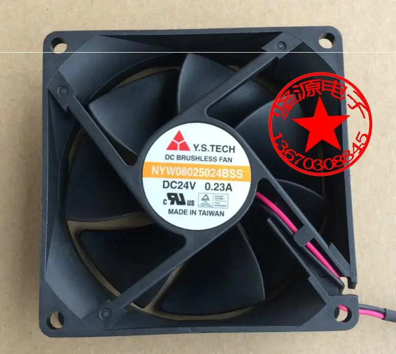 

Y.S TECH NYW08025024BSS DC 24V 0.23A 80x80x25mm 2-wire Server Cooling Fan