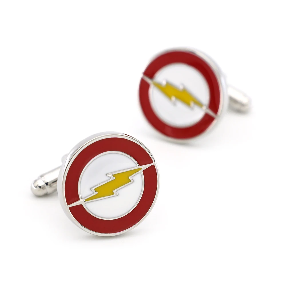 Superheroes Design Flash Cufflinks Quality Brass Material Red Color Cuff Links Wholesale & Retail