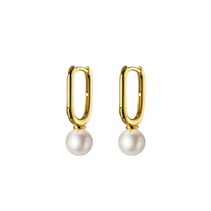 FOXANRY Prevent Allergy Silver Color Earrings for Women Trendy Elegant Simple Pearl Party Jewelry Ear Buckle Accessories