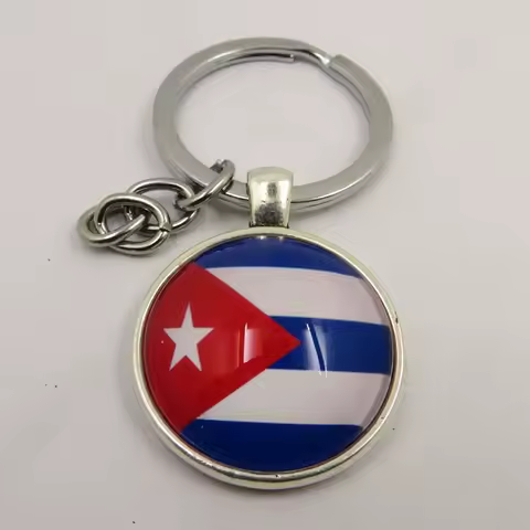 Customise Cuba Key chain Key Ring 25mmx25mm Silver Plated Metal DIY Pendant Accessories Jewelry