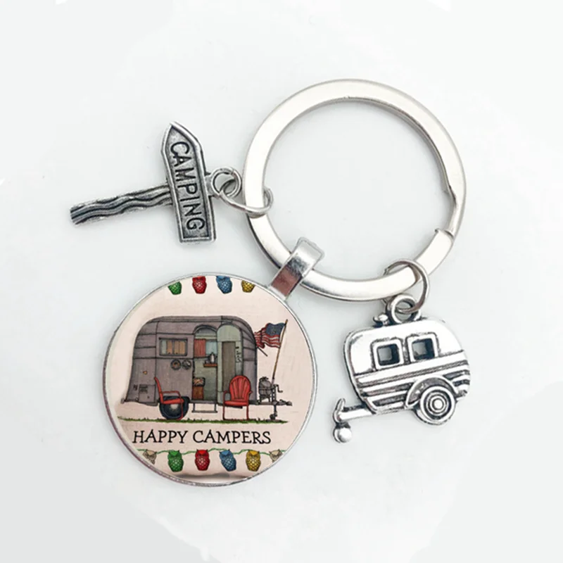 2021 New Cute Camper Wagon, I Love Camping Keychain, Trailer Road Sign Keychain, Holiday Travel Souvenir Gift