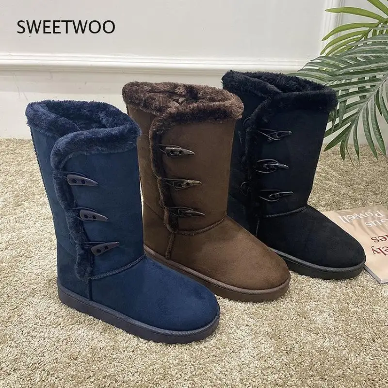 Winter Women Boots Platform Shoes Keep Warm Mid-Calf Snow Boots Ladies Lace-up Comfortable Quality Waterproof Femme