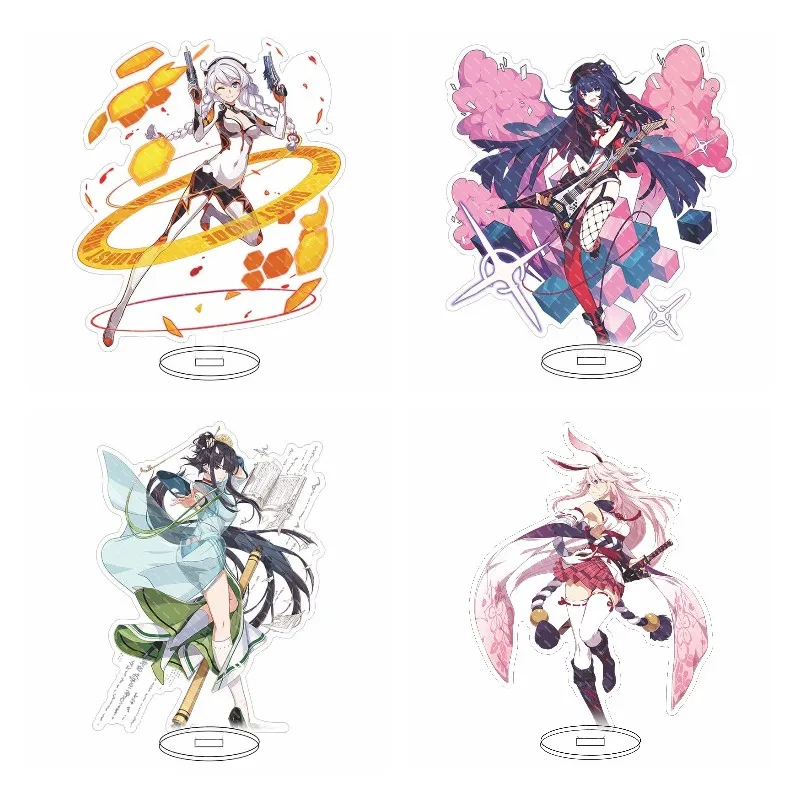 Game Honkai Impact Quadratic Cartoon Figure Kiana Raiden Mei Cosplay Acrylic Stands Model Ornaments Toys Anime Lovers Collection