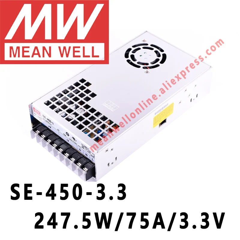 

SE-450-3.3 Mean Well 247.5W/75A/3.3V DC Single Output Power Supply meanwell online store