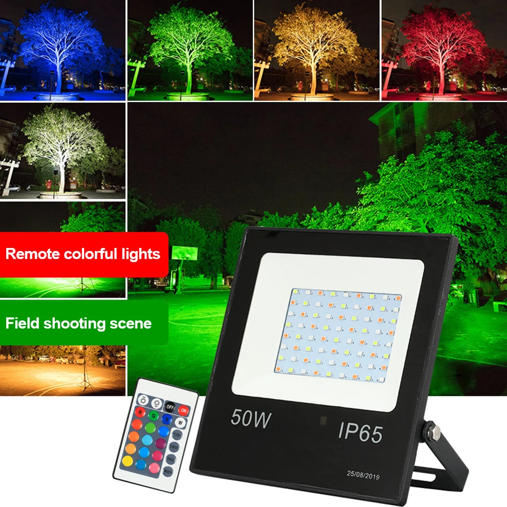 10W 30W 50W RGB LED Floodlight Spotlight Garden Security light Waterproof AC 220V Reflector Projector Lamp With Remote Control