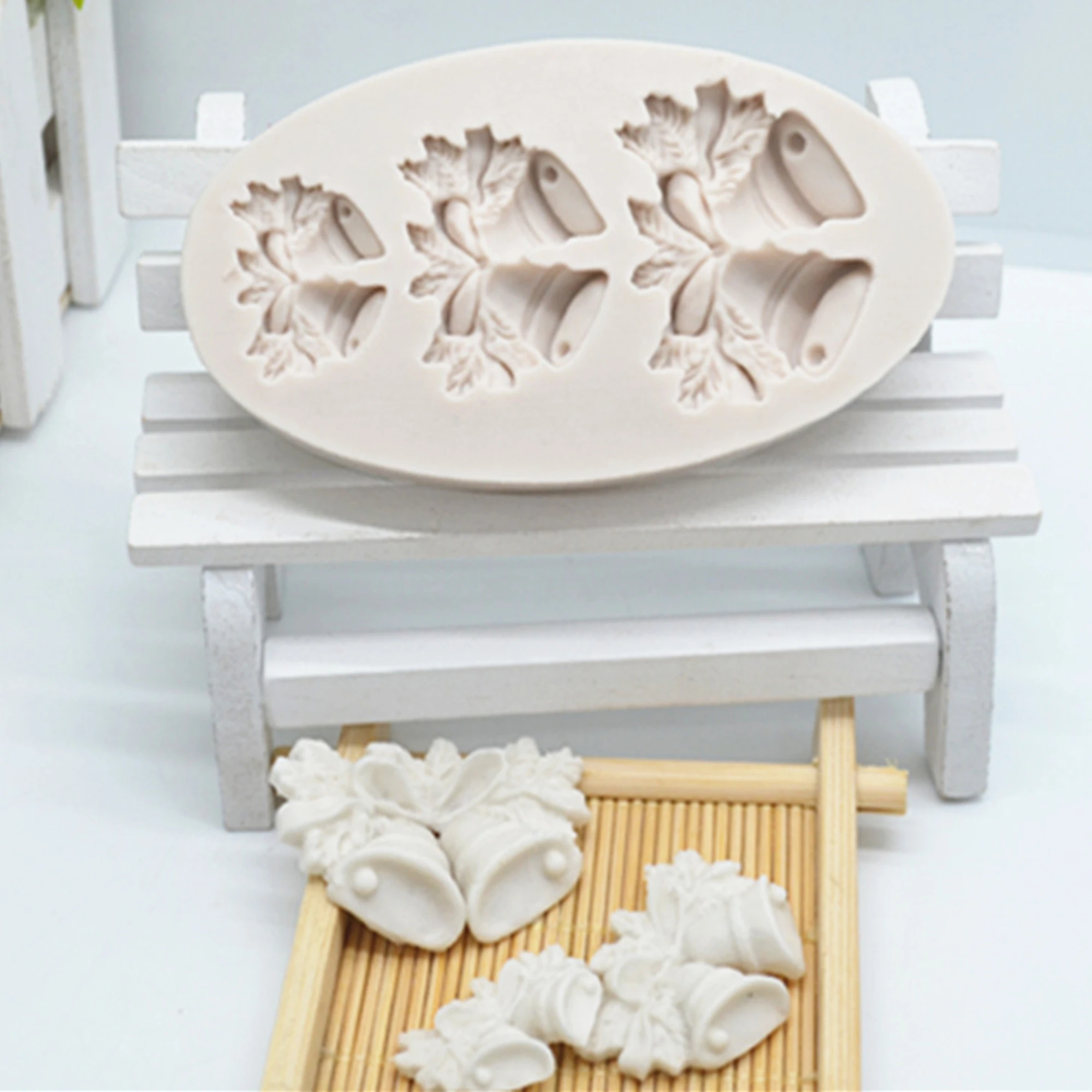 3D Christmas Bell Silicone Mold Fondant Mold Bolo Ferramentas de Decoração Chocolate Gumpaste Moldes, Sugarcraft, Cozinha Cozimento M280