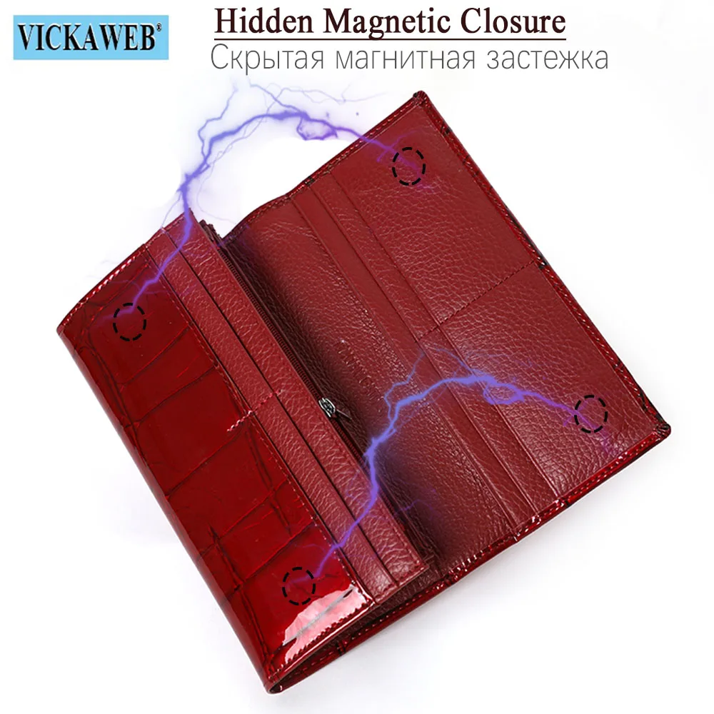 Free Gift Genuine Leather Women Wallet Magnetic Hasp Female Long Purse Ladies Coin Purses Fashion Wallets Women\'s Money Walet