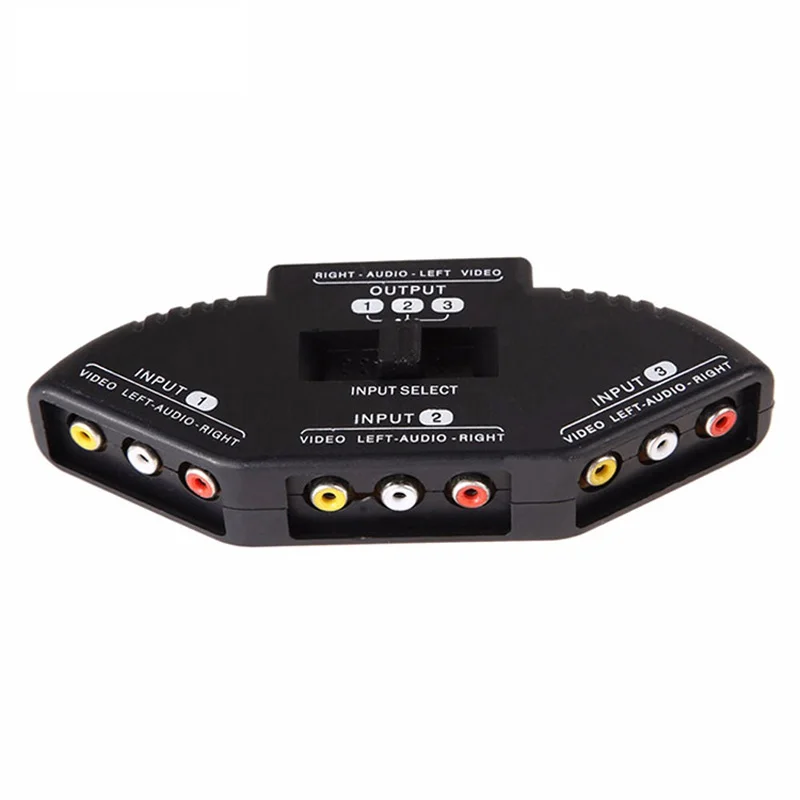 RCA Splitter with 3-Way Audio Video RCA Switch Box + RCA Cable for Connecting 3 RCA Output Devices to Your TV