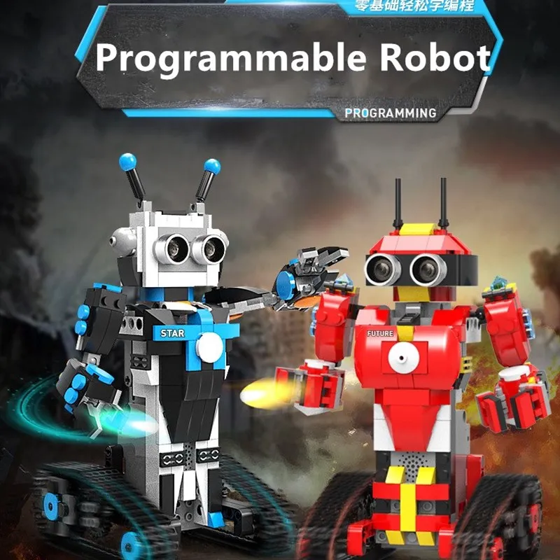 Blocchi di costruzione assemblati Programmazione intelligente Robot RC 2.4G Doppia modalità di controllo remoto Sensore di gravità Giocattolo robot di controllo vocale
