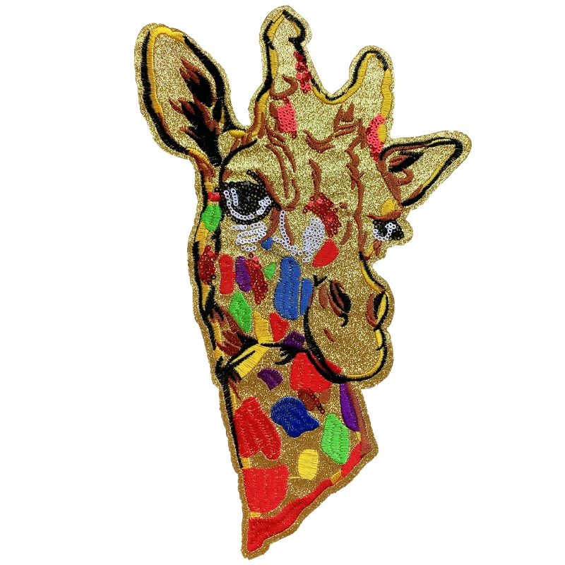 Wholesale Sequins letters Embroidered Patches Cartoon animal Deer patches Iron Badges stickers accessories