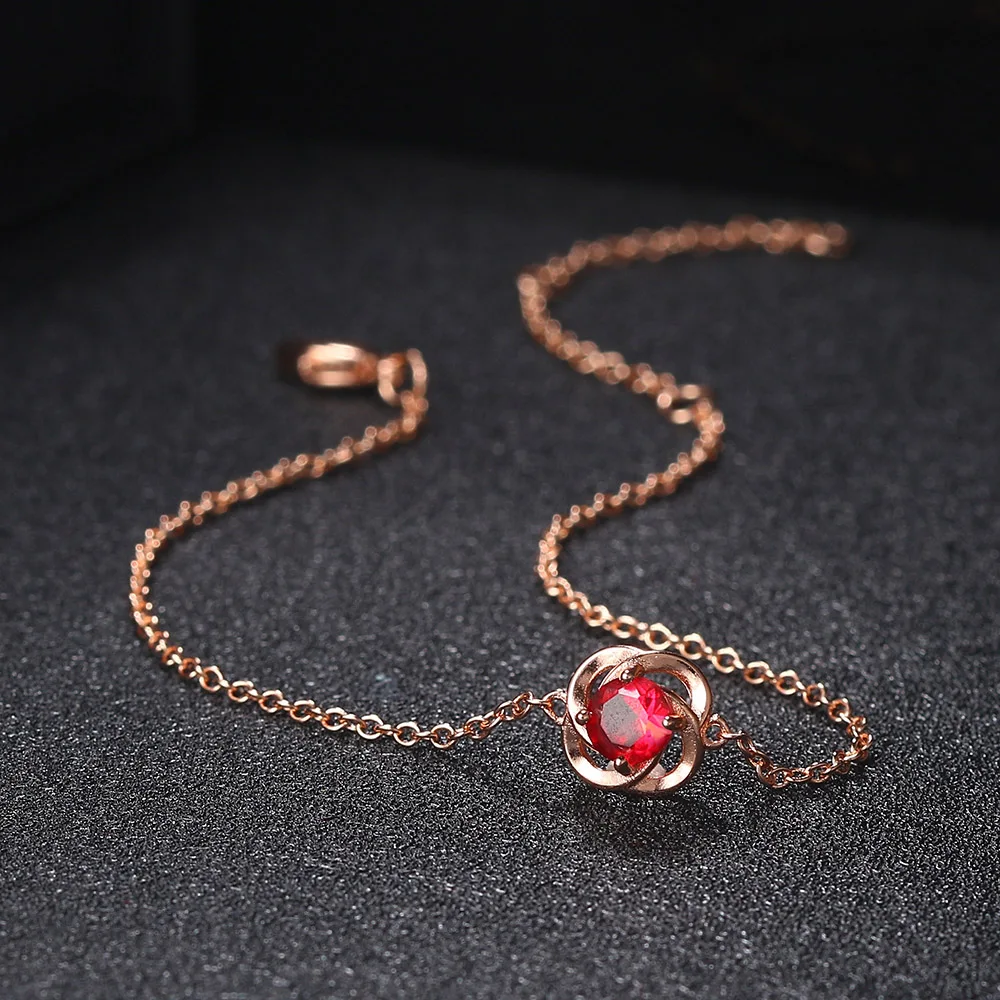 ZHOUYANG Rose Flower Bracelets For Women Girls Simple Red Zircon Rose Gold Color Trendy Birthday Gift Fashion Jewelry H014