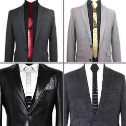 4 renkler Moda Metalik Ayna Kravat Altın Gümüş Bling Bağları Slim Fit Sevgilisi Hediye Düğün Damat Aksesuarı HextieDJ Şarkıcı