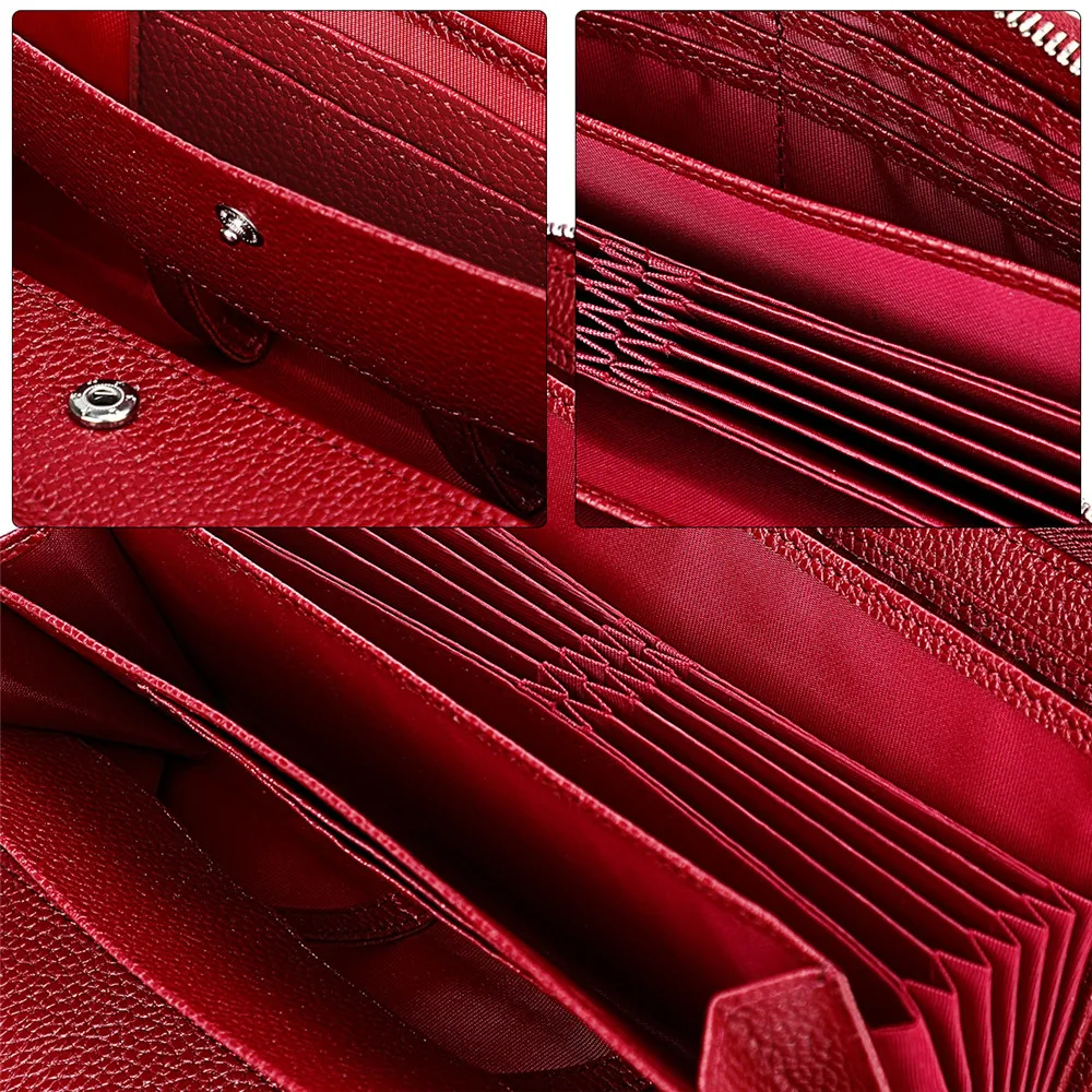 RETROGOO Fashion Leather Women Wallet 2024 New Zipper Purse Female Solid Color Coin Purses Long Lady Wallet With 18 Card Holder