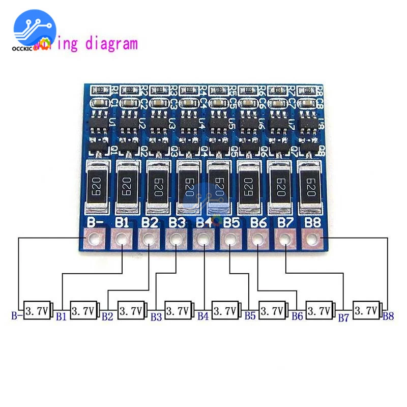 BMS 3S 4S 5S 6S 7S 8S 18650 Placa de protección del cargador de batería de litio balanceador del banco de energía Li-ion Lipo PCB circuito de