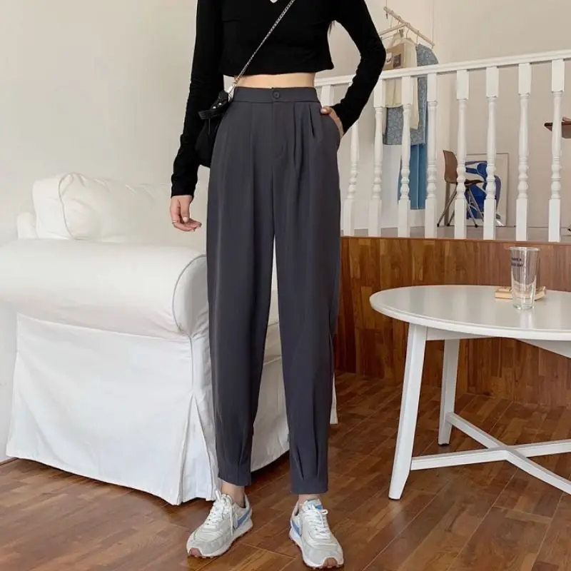 Harem Pants Women Leisure Friends Autumn Basic High Waist Korean Style Classy Design Pure Simple Teenagers Ins Ankle-length Cozy