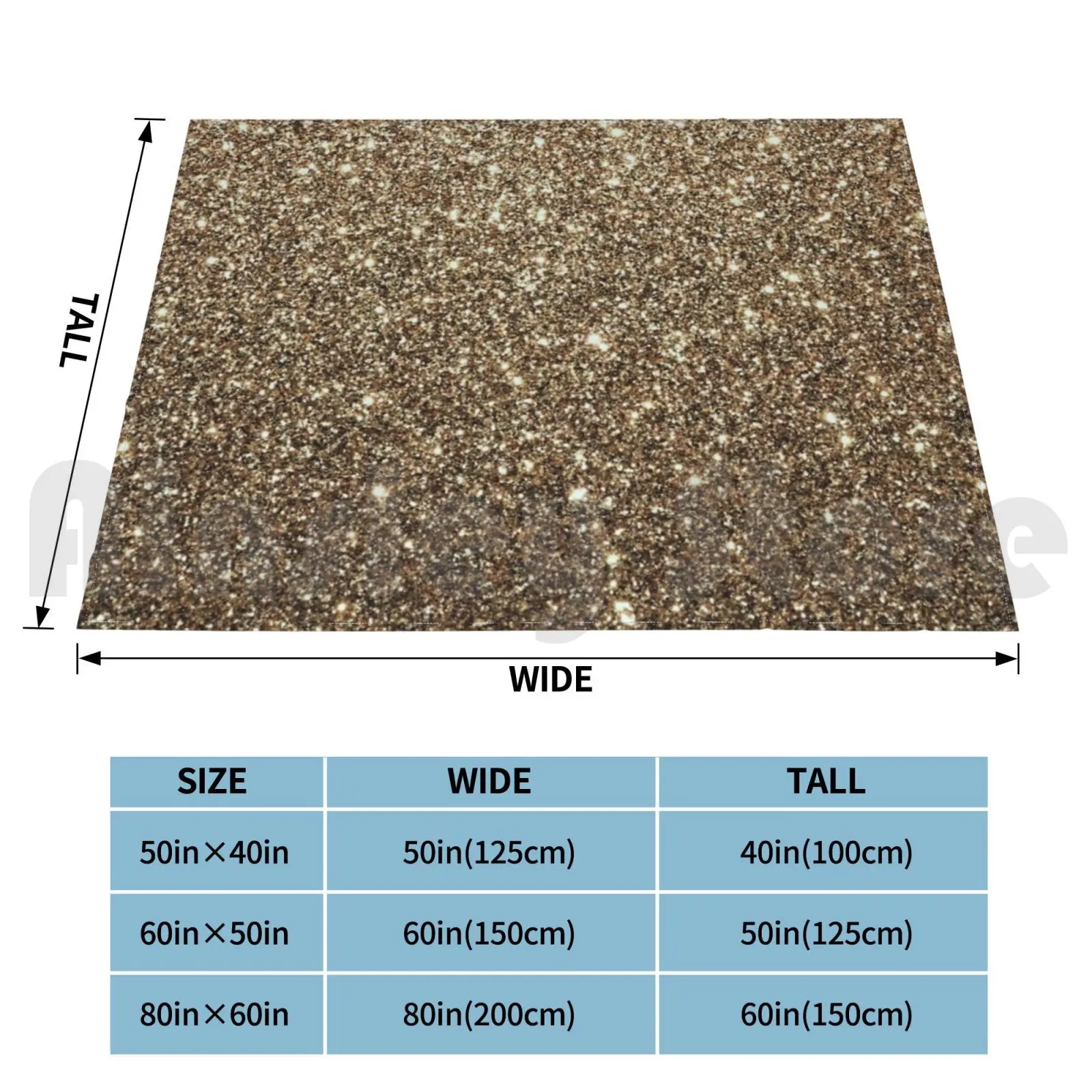 Faded Gold Glitter Blanket Fashion Custom Sparkle Sparkly Gold Glitter Glitter