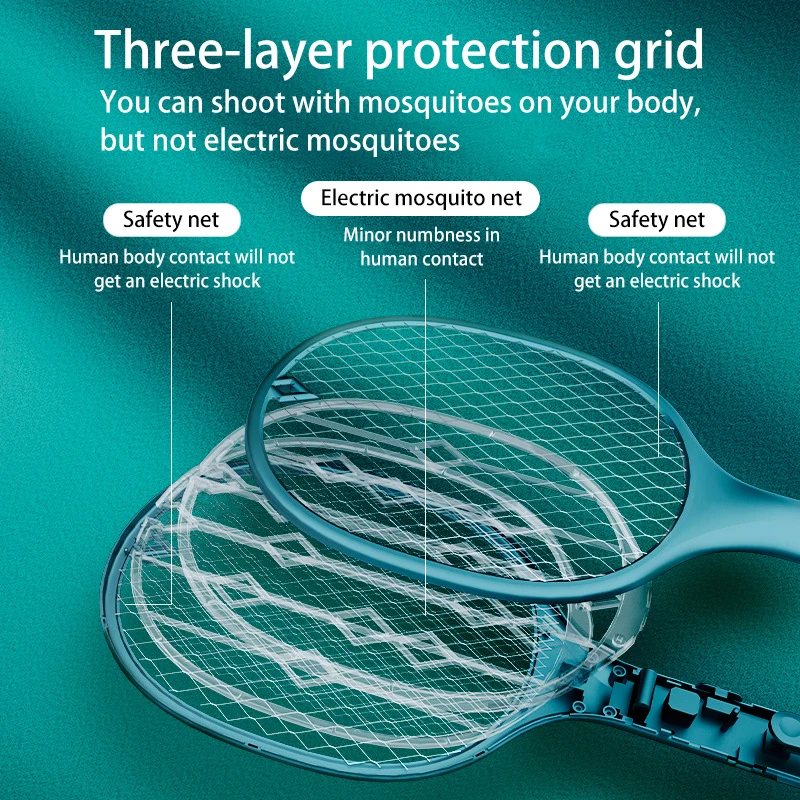 Matamoscas eléctrico de 3000V, lámpara LED recargable por USB, trampa para mosquitos, raqueta, Exterminador de insectos