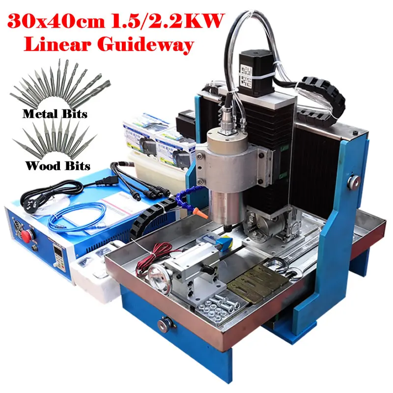 

LY CNC 3040 Router Linear Guideway 4Axis USB Port Mach3 Controller 2200W 1500W Engraver Milling Cutting Machine with Water Tank