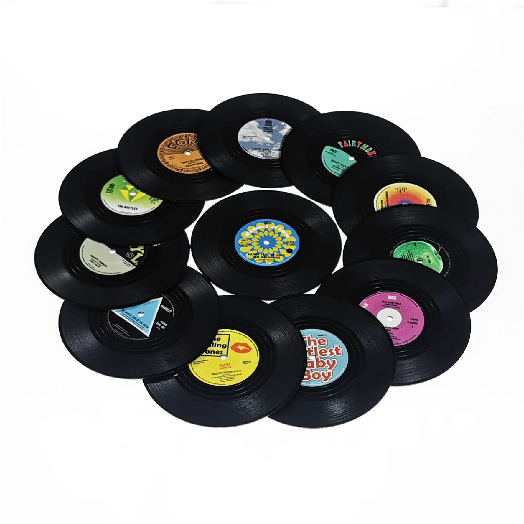 6/12pcs Vinyl Record Table Mats Drink Coaster Table Placemats Heat-resistant Nonslip Pads Home Decor Creative Cup Coaster