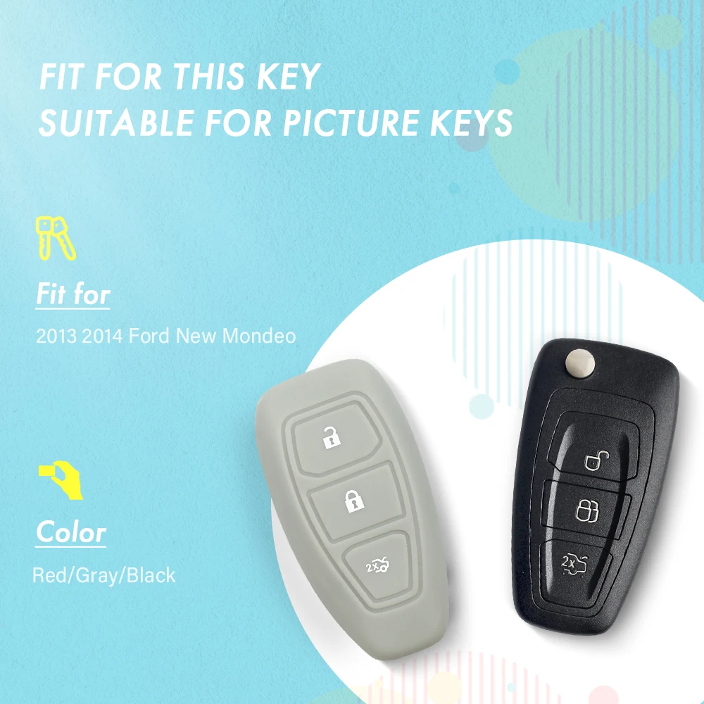 KEYYOU 3 Button Silicone Cover For Ford Fiesta Focus 3 MK3 Mondeo Ecosport Kuga Focus ST Fob Smart Remote Key Case Fob Car Style