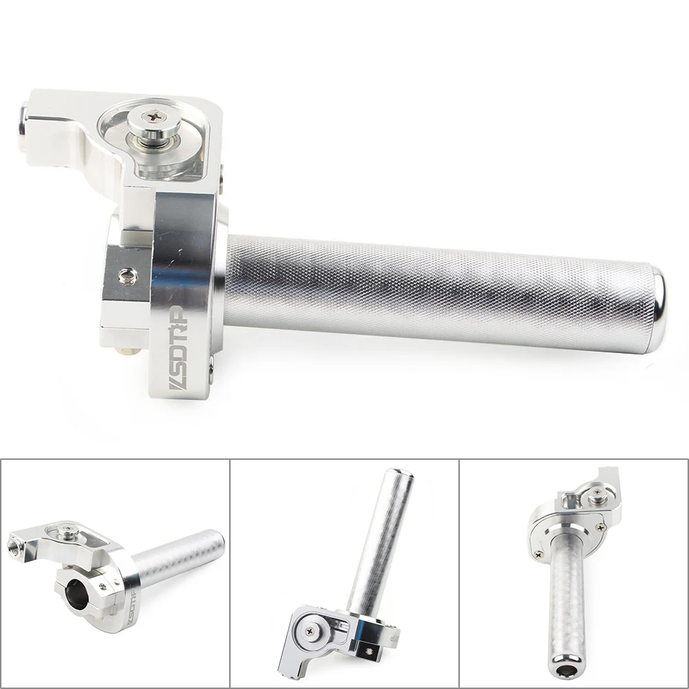 アルミニウムモーターサイクルハンドルバー,ハンドグリップ,ツイストスロットル,ユニバーサル,シルバー,7/8インチ