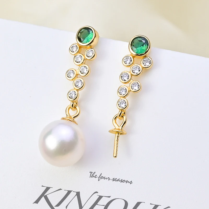 

S925 Silver Dangle Pearl Earrings Fittings Women DIY Rhistones Earrings Accessory(Not including pearl)