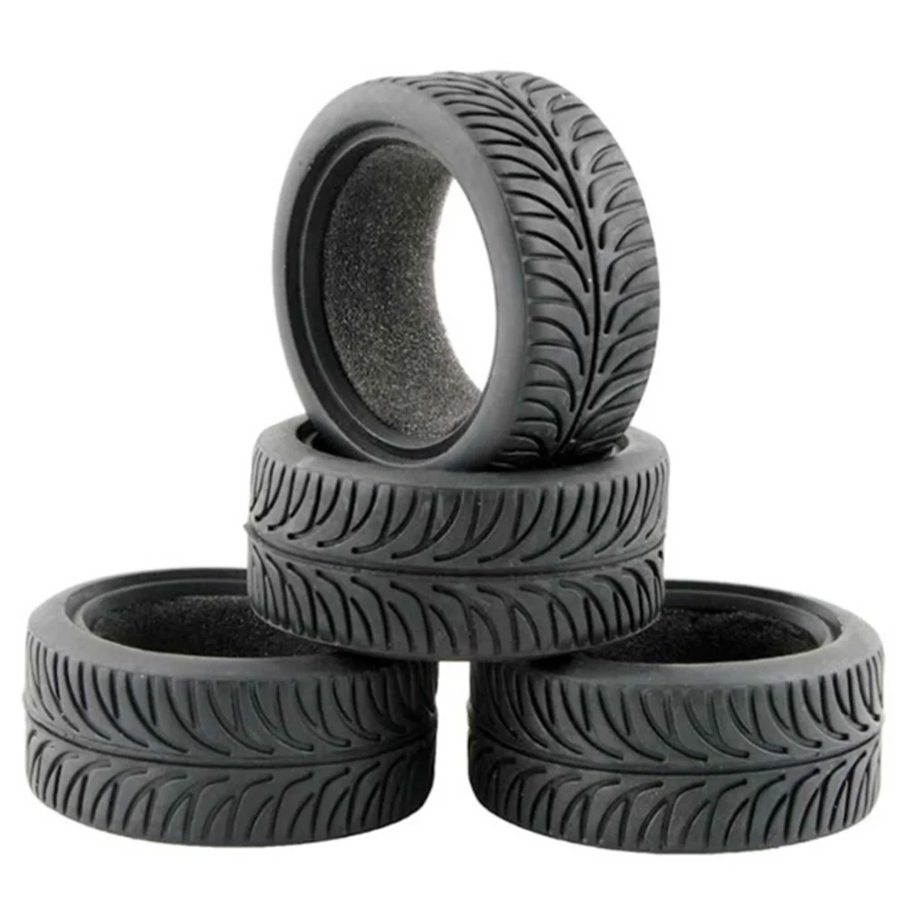 2/4 PCS Kyosho Natural Rubber Tire+ Sponge liner/wheel rim For Rc Hobby Car Himoto 1:10 On Road Racing Car HSP HPI Redcat 02116