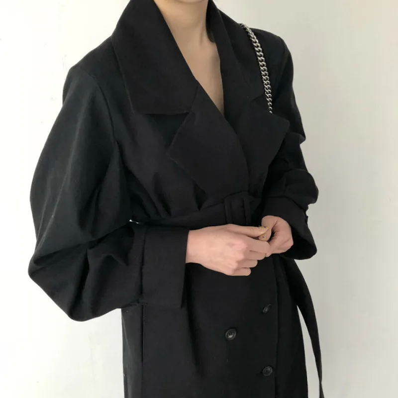 Imagem -05 - Elegante Trench Coat Feminino Besouro Duplo Cabolsa Longo Grande Lady Streetwear Outwear Coreano Quebra-vento de Pista Outono Novo 2023